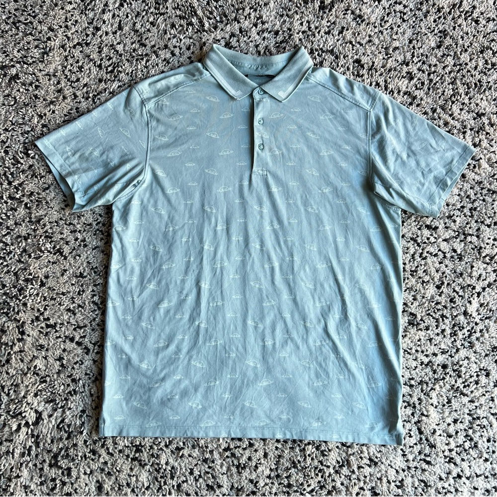 Radmor Golf Polo Shirt Taylor Bobrad Print Stone Blue Pima Cotton Stretch XL